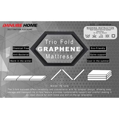 Houston Tri-Fold Single Mattress - 180x90x6 cm- Graphene 